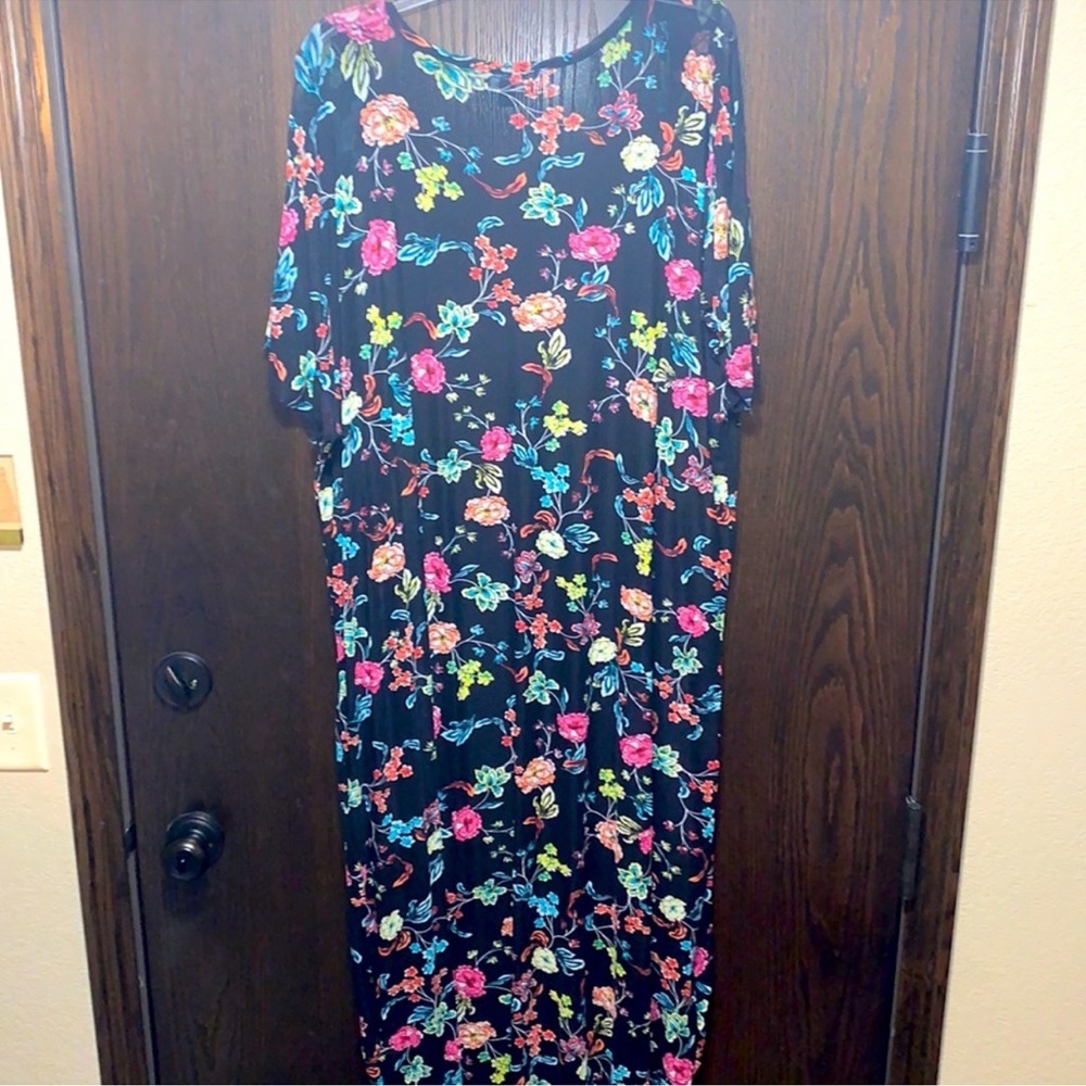 Torrid Floral Chiffon Kimono Duster Maxi Cardigan Black 1X 2X Boho Layer - Picture 5 of 9